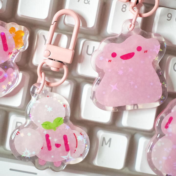 Holographic Acrylic Keyrings: Shiny PKMN (and Ditto!)